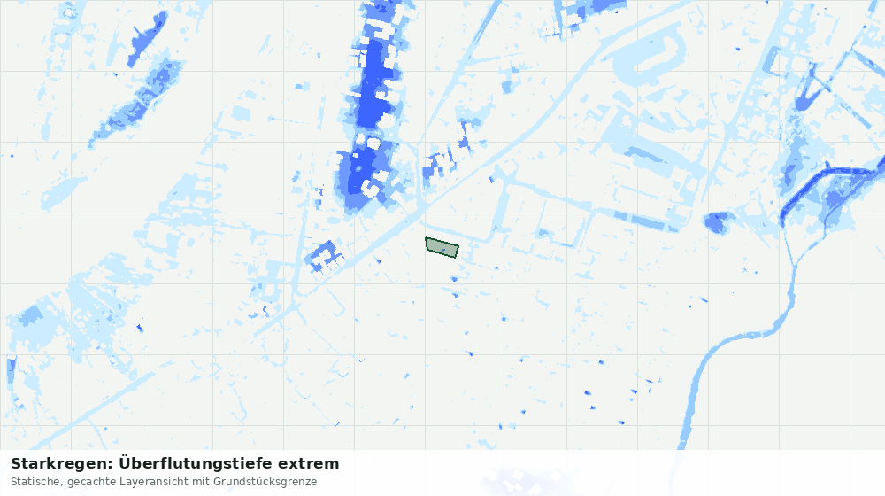 Statische Kartenansicht: Starkregen: Überflutungstiefe extrem