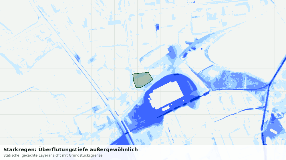 Statische Kartenansicht: Starkregen: Überflutungstiefe außergewöhnlich