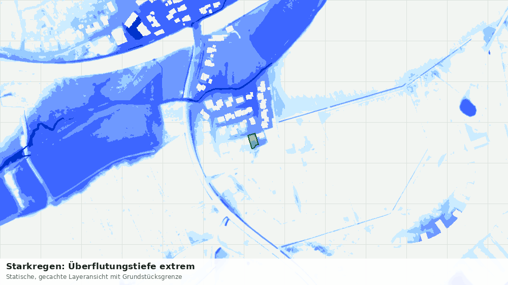 Statische Kartenansicht: Starkregen: Überflutungstiefe extrem