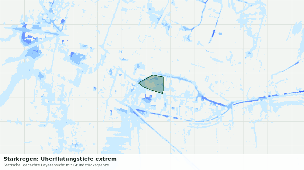 Statische Kartenansicht: Starkregen: Überflutungstiefe extrem