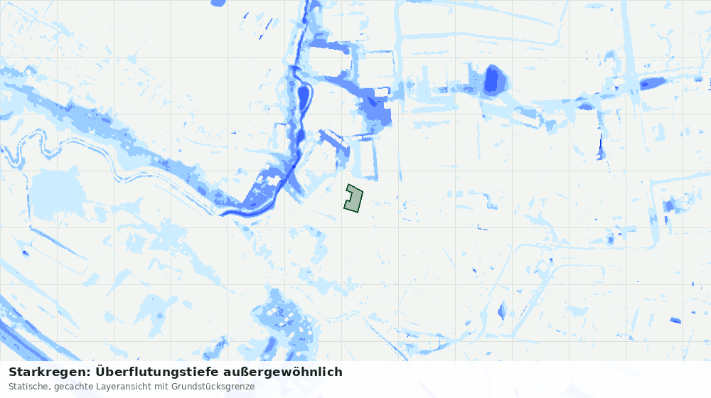 Statische Kartenansicht: Starkregen: Überflutungstiefe außergewöhnlich