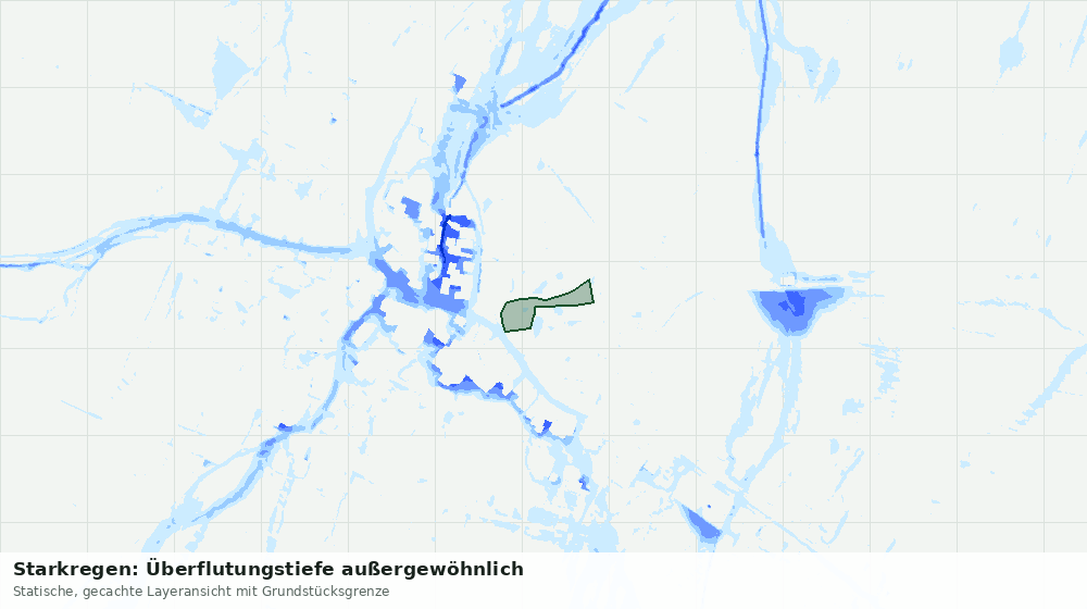 Statische Kartenansicht: Starkregen: Überflutungstiefe außergewöhnlich