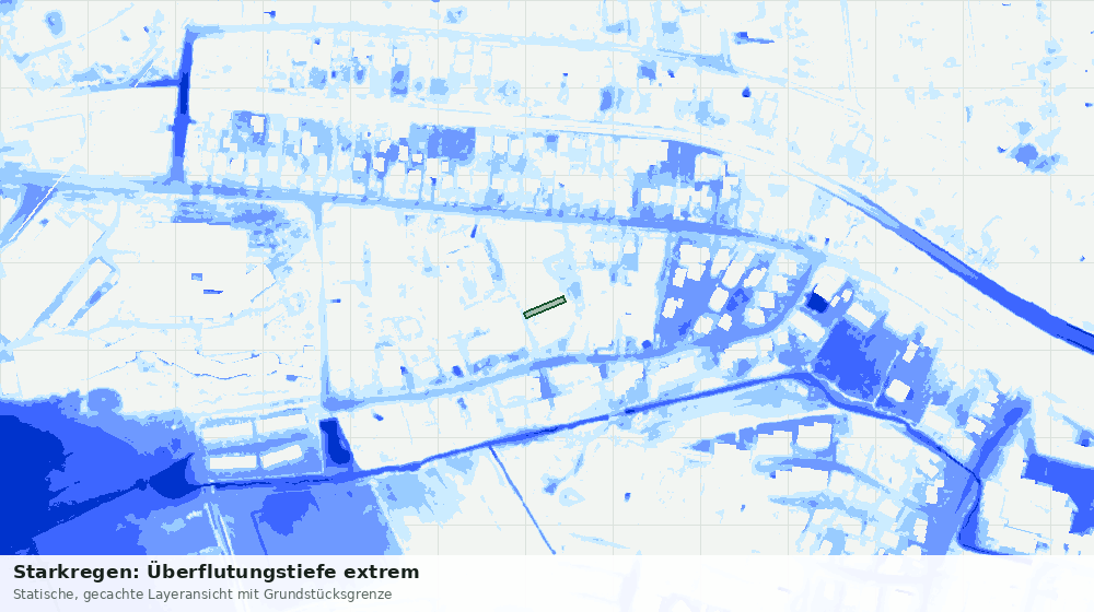 Statische Kartenansicht: Starkregen: Überflutungstiefe extrem