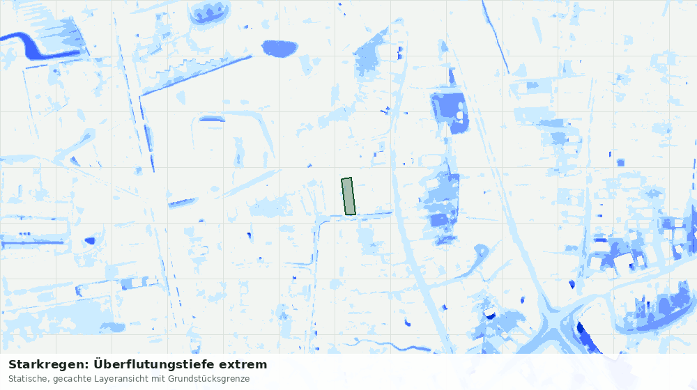 Statische Kartenansicht: Starkregen: Überflutungstiefe extrem