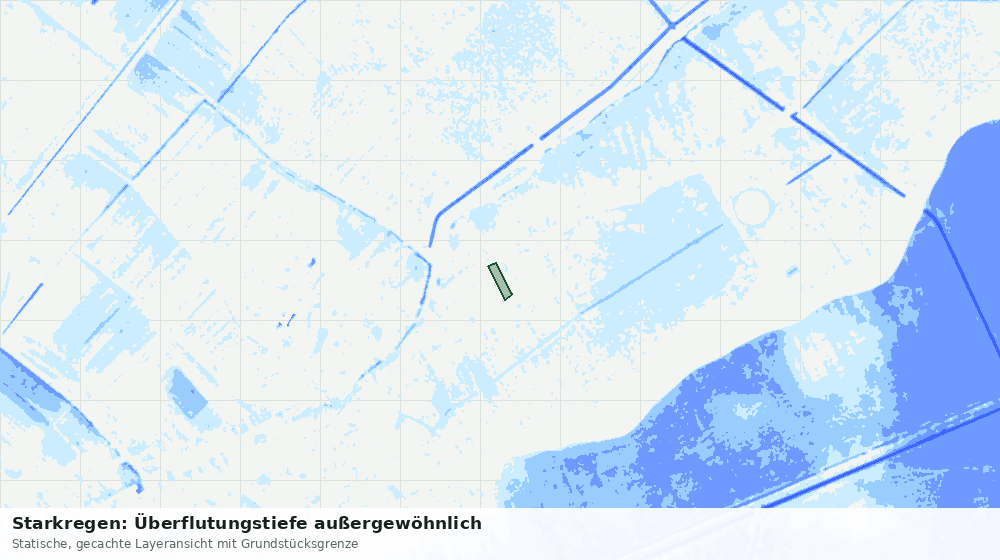 Statische Kartenansicht: Starkregen: Überflutungstiefe außergewöhnlich