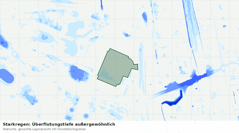 Statische Kartenansicht: Starkregen: Überflutungstiefe außergewöhnlich