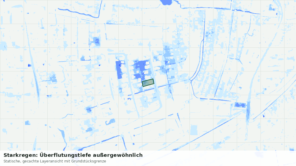 Statische Kartenansicht: Starkregen: Überflutungstiefe außergewöhnlich