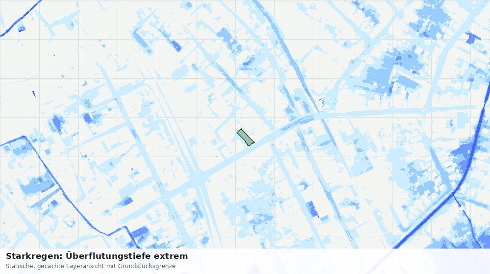 Statische Kartenansicht: Starkregen: Überflutungstiefe extrem