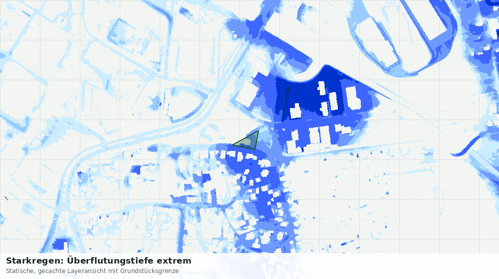 Statische Kartenansicht: Starkregen: Überflutungstiefe extrem