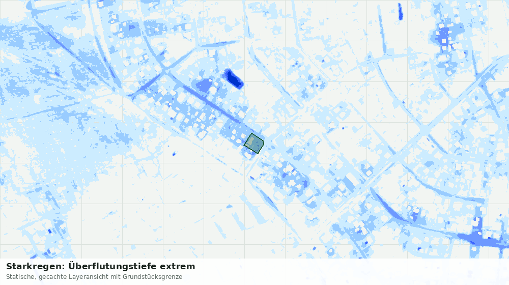 Statische Kartenansicht: Starkregen: Überflutungstiefe extrem