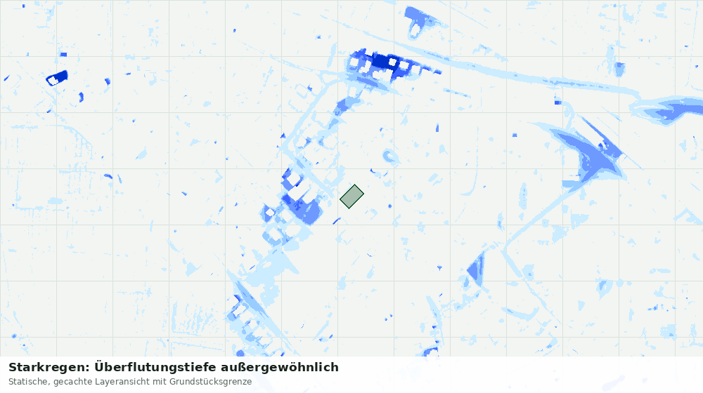 Statische Kartenansicht: Starkregen: Überflutungstiefe außergewöhnlich