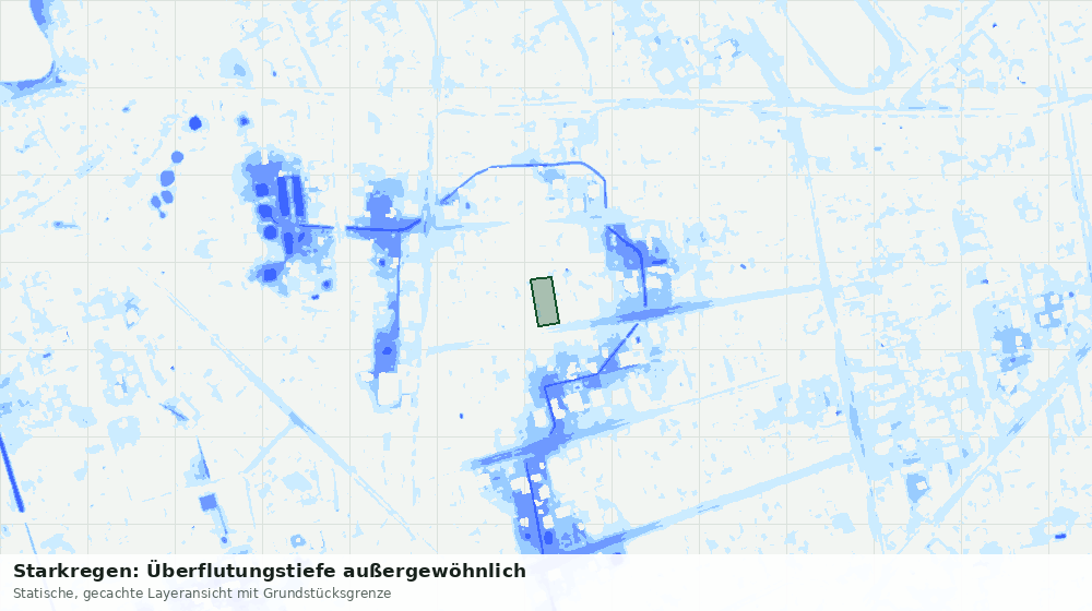 Statische Kartenansicht: Starkregen: Überflutungstiefe außergewöhnlich