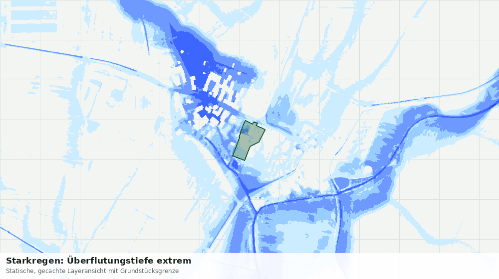 Statische Kartenansicht: Starkregen: Überflutungstiefe extrem