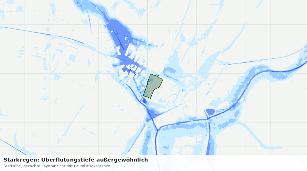 Statische Kartenansicht: Starkregen: Überflutungstiefe außergewöhnlich