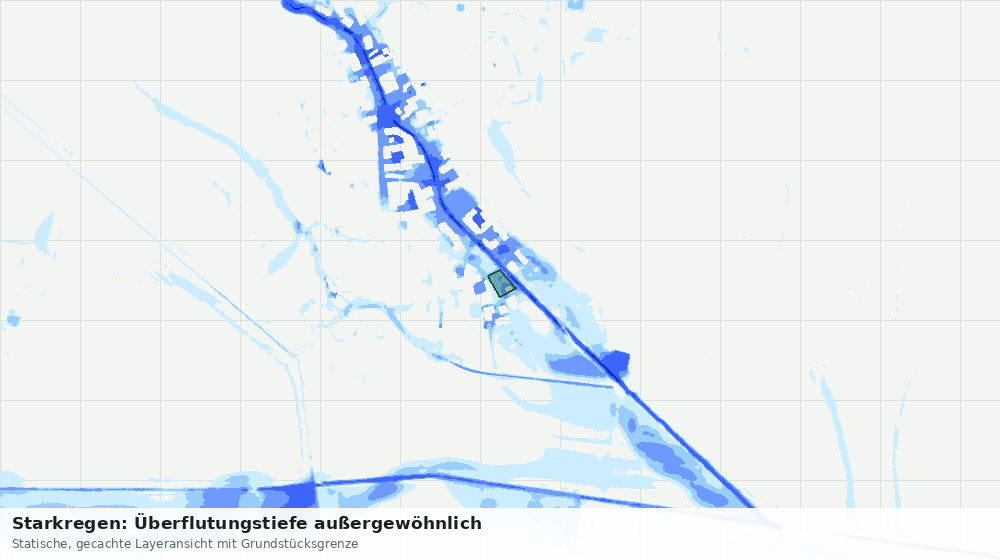 Statische Kartenansicht: Starkregen: Überflutungstiefe außergewöhnlich
