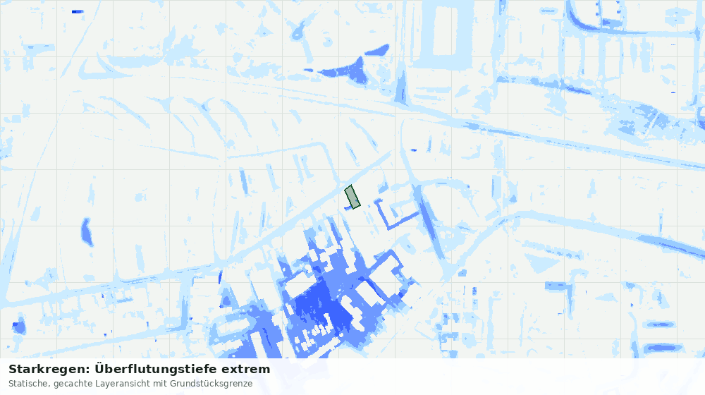 Statische Kartenansicht: Starkregen: Überflutungstiefe extrem