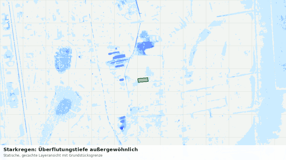 Statische Kartenansicht: Starkregen: Überflutungstiefe außergewöhnlich