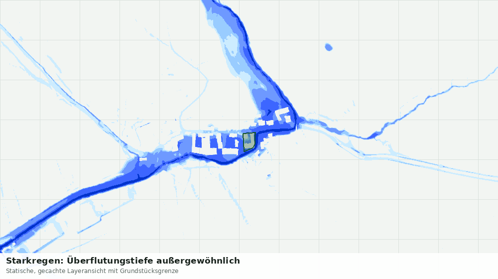 Statische Kartenansicht: Starkregen: Überflutungstiefe außergewöhnlich