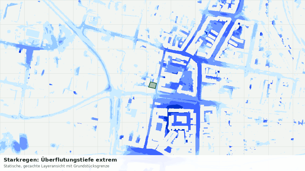 Statische Kartenansicht: Starkregen: Überflutungstiefe extrem
