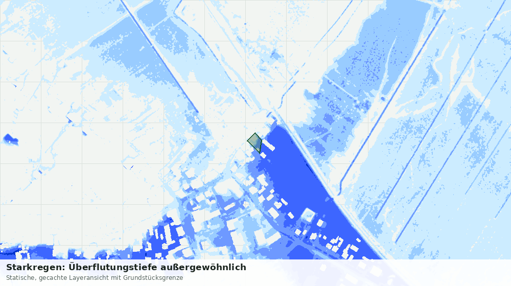 Statische Kartenansicht: Starkregen: Überflutungstiefe außergewöhnlich