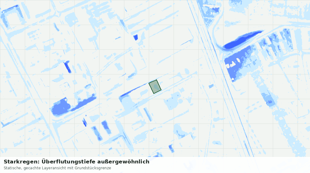 Statische Kartenansicht: Starkregen: Überflutungstiefe außergewöhnlich