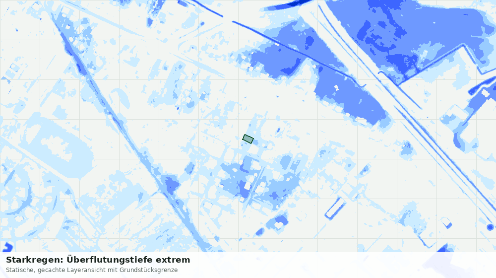 Statische Kartenansicht: Starkregen: Überflutungstiefe extrem