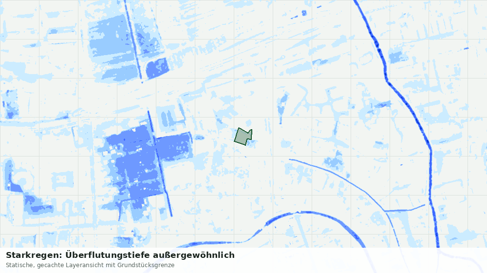 Statische Kartenansicht: Starkregen: Überflutungstiefe außergewöhnlich