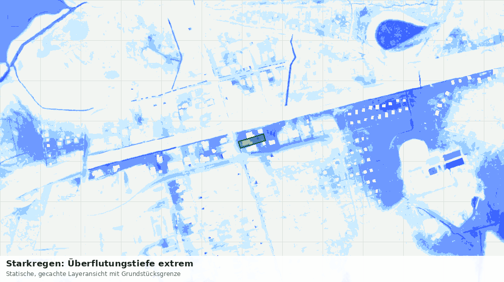 Statische Kartenansicht: Starkregen: Überflutungstiefe extrem