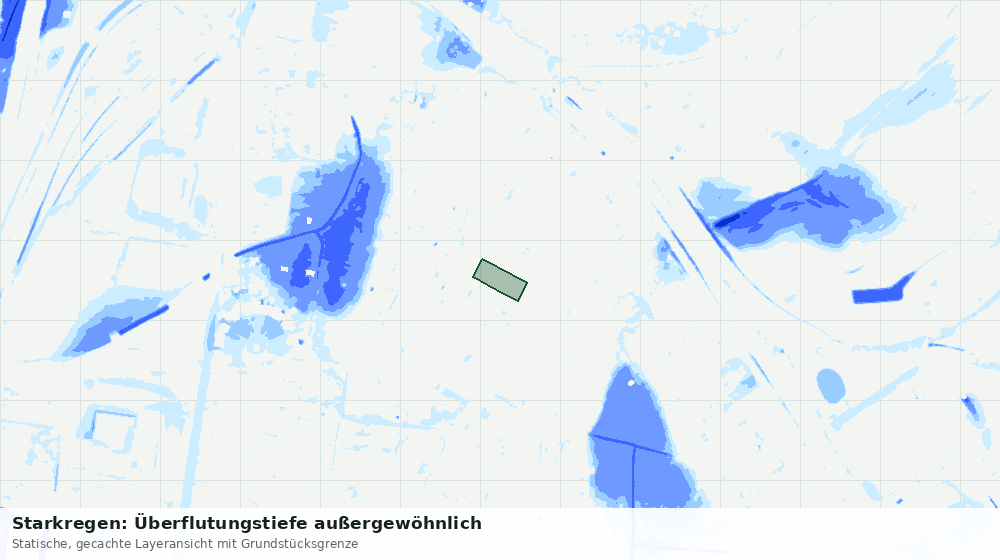 Statische Kartenansicht: Starkregen: Überflutungstiefe außergewöhnlich