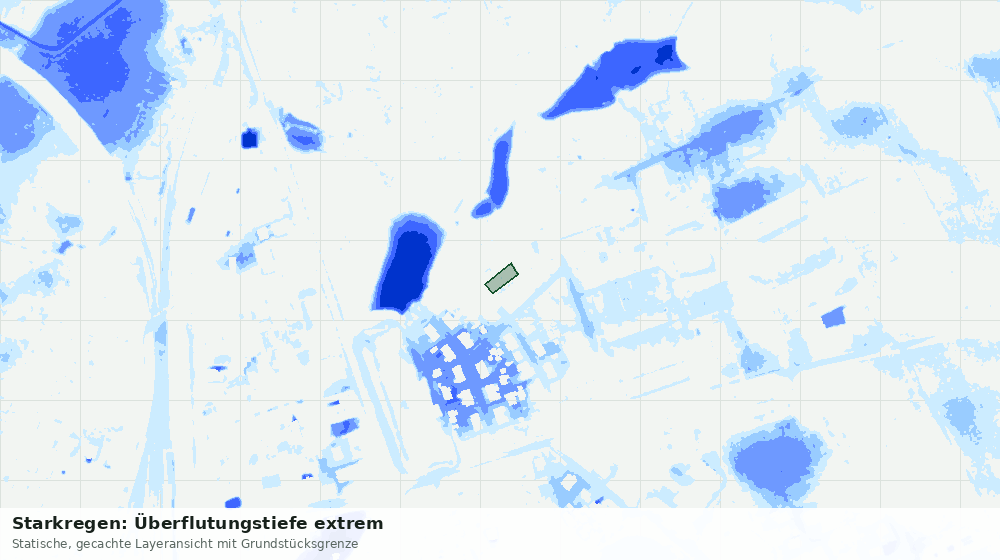 Statische Kartenansicht: Starkregen: Überflutungstiefe extrem
