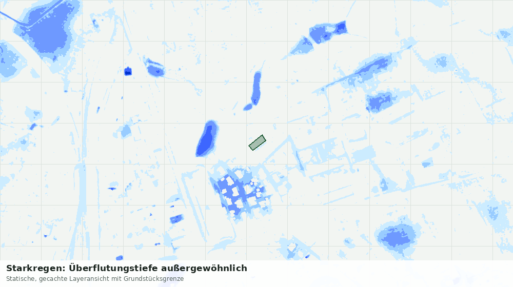 Statische Kartenansicht: Starkregen: Überflutungstiefe außergewöhnlich