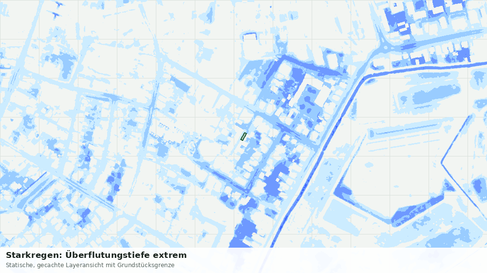 Statische Kartenansicht: Starkregen: Überflutungstiefe extrem
