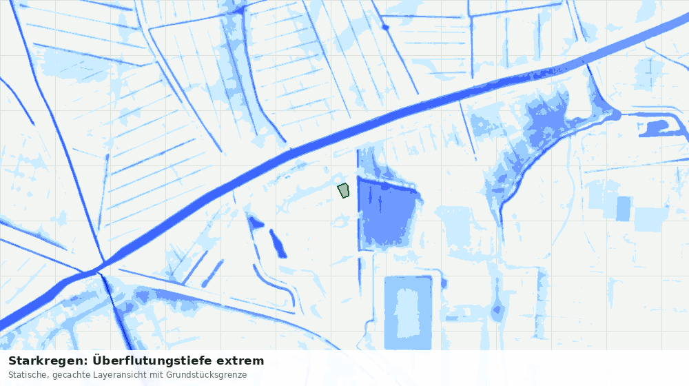 Statische Kartenansicht: Starkregen: Überflutungstiefe extrem
