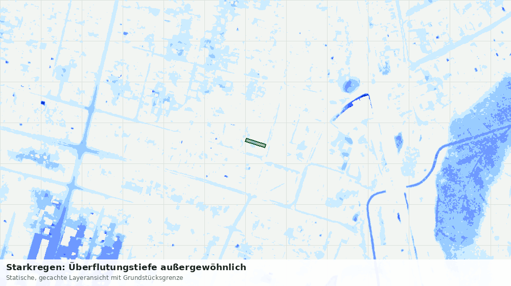 Statische Kartenansicht: Starkregen: Überflutungstiefe außergewöhnlich
