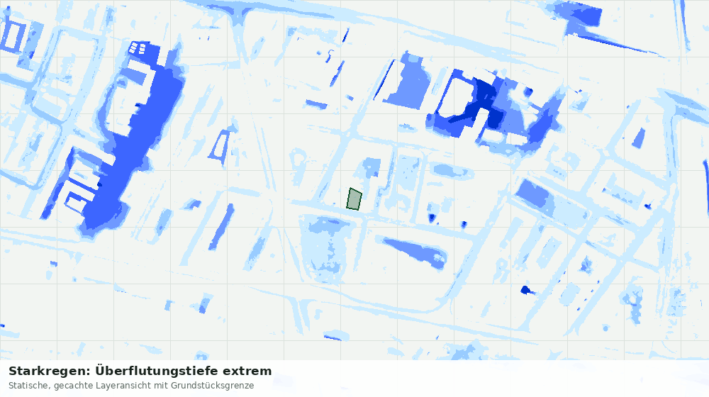 Statische Kartenansicht: Starkregen: Überflutungstiefe extrem