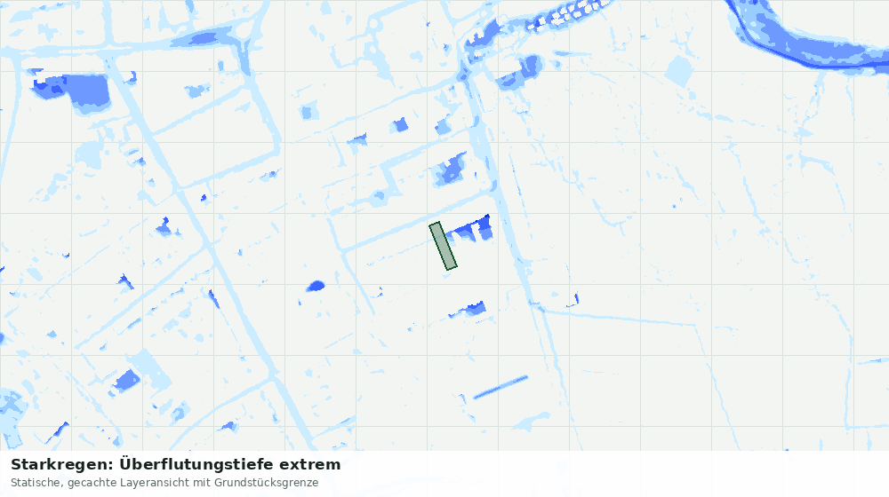 Statische Kartenansicht: Starkregen: Überflutungstiefe extrem