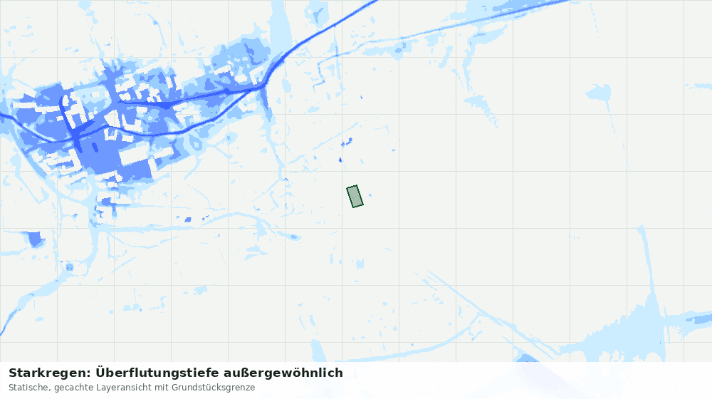 Statische Kartenansicht: Starkregen: Überflutungstiefe außergewöhnlich
