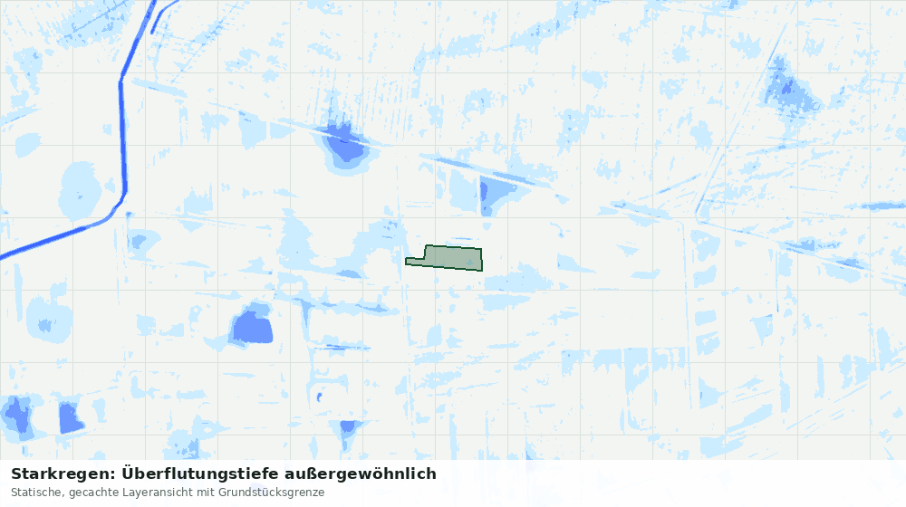 Statische Kartenansicht: Starkregen: Überflutungstiefe außergewöhnlich