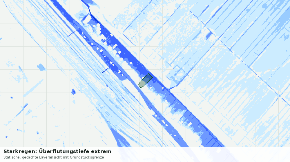 Statische Kartenansicht: Starkregen: Überflutungstiefe extrem