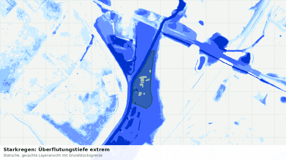 Statische Kartenansicht: Starkregen: Überflutungstiefe extrem