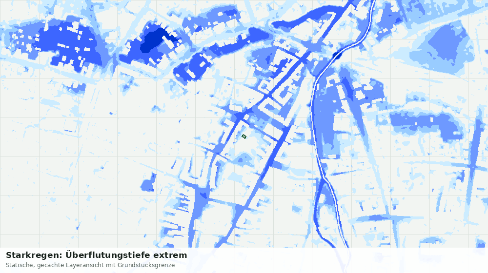 Statische Kartenansicht: Starkregen: Überflutungstiefe extrem