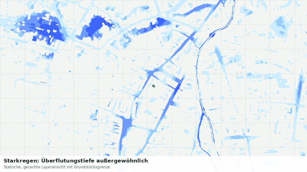 Statische Kartenansicht: Starkregen: Überflutungstiefe außergewöhnlich