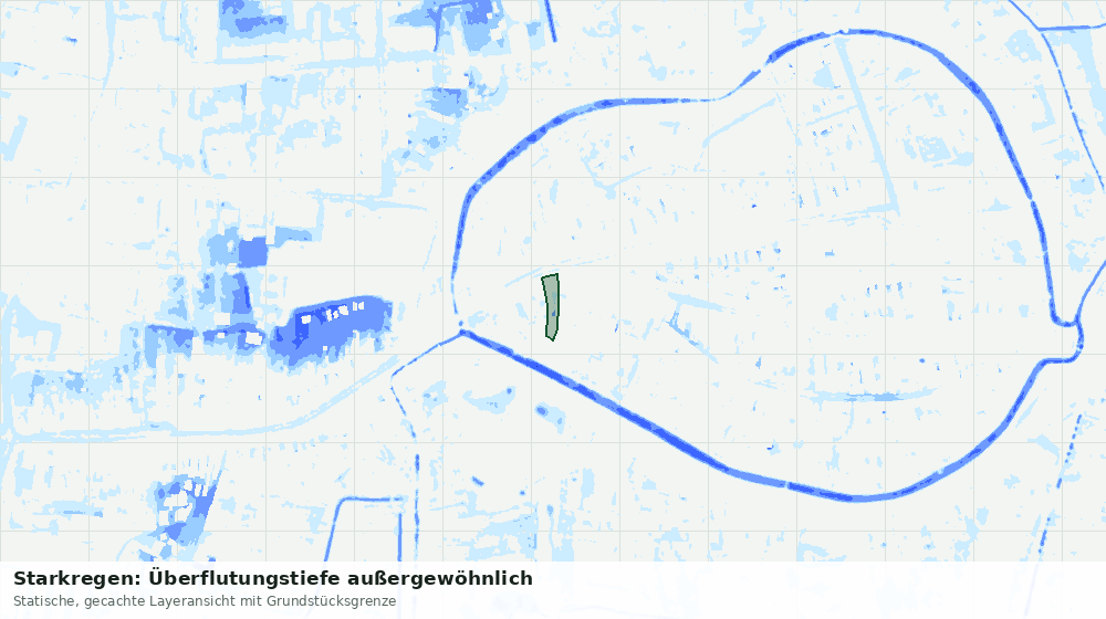 Statische Kartenansicht: Starkregen: Überflutungstiefe außergewöhnlich