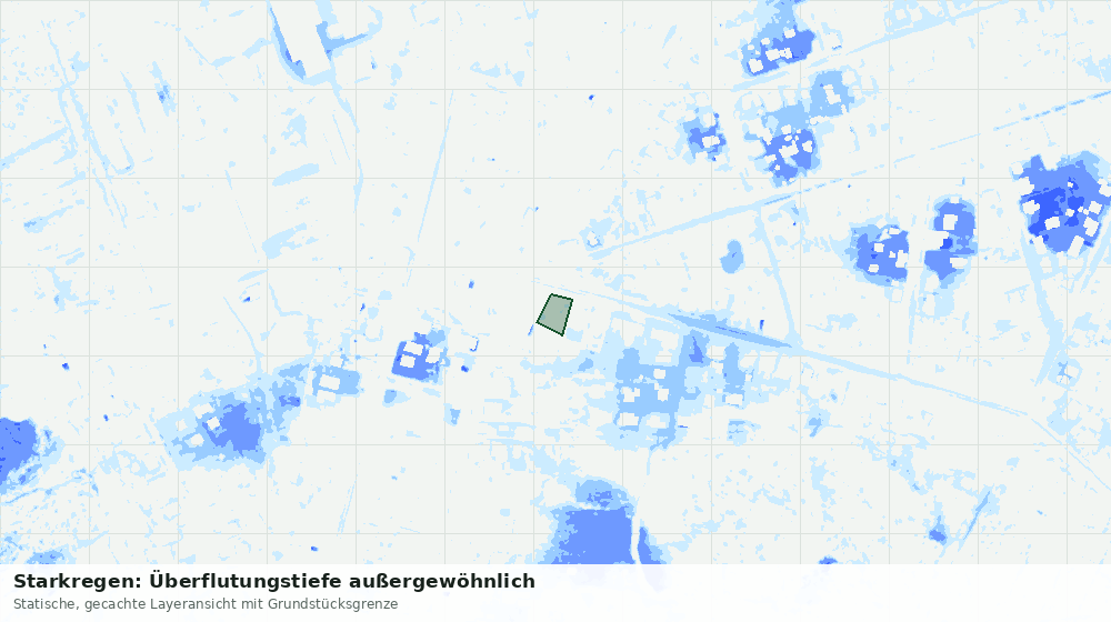 Statische Kartenansicht: Starkregen: Überflutungstiefe außergewöhnlich