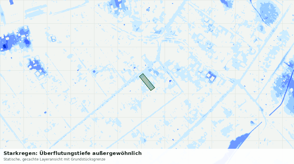 Statische Kartenansicht: Starkregen: Überflutungstiefe außergewöhnlich