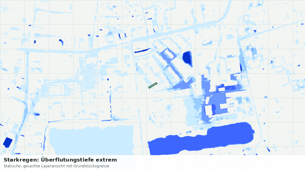 Statische Kartenansicht: Starkregen: Überflutungstiefe extrem