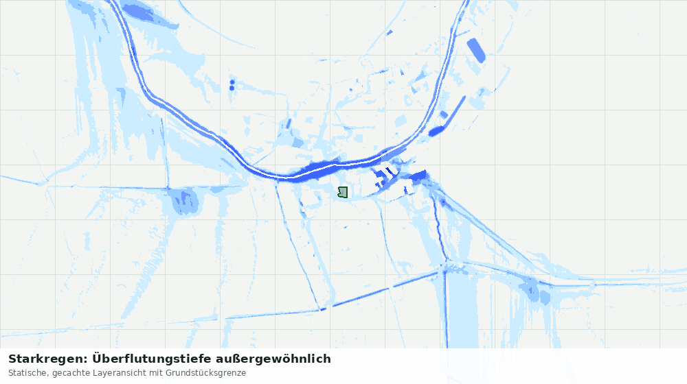 Statische Kartenansicht: Starkregen: Überflutungstiefe außergewöhnlich