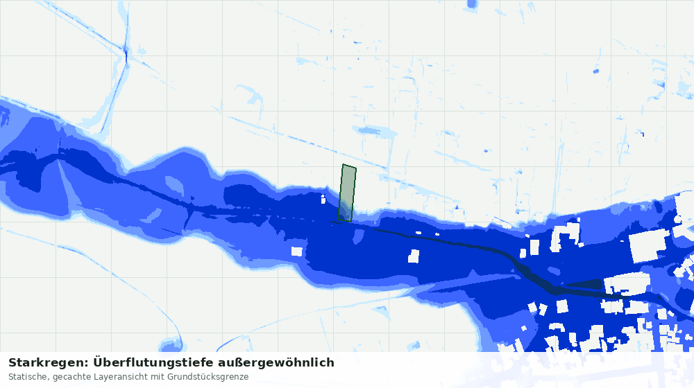Statische Kartenansicht: Starkregen: Überflutungstiefe außergewöhnlich