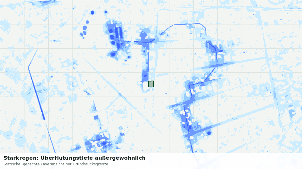 Statische Kartenansicht: Starkregen: Überflutungstiefe außergewöhnlich