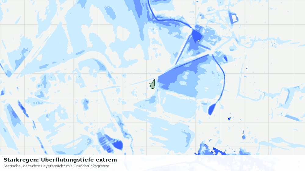 Statische Kartenansicht: Starkregen: Überflutungstiefe extrem